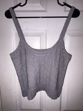 Gray Cable-Knit Tank Top